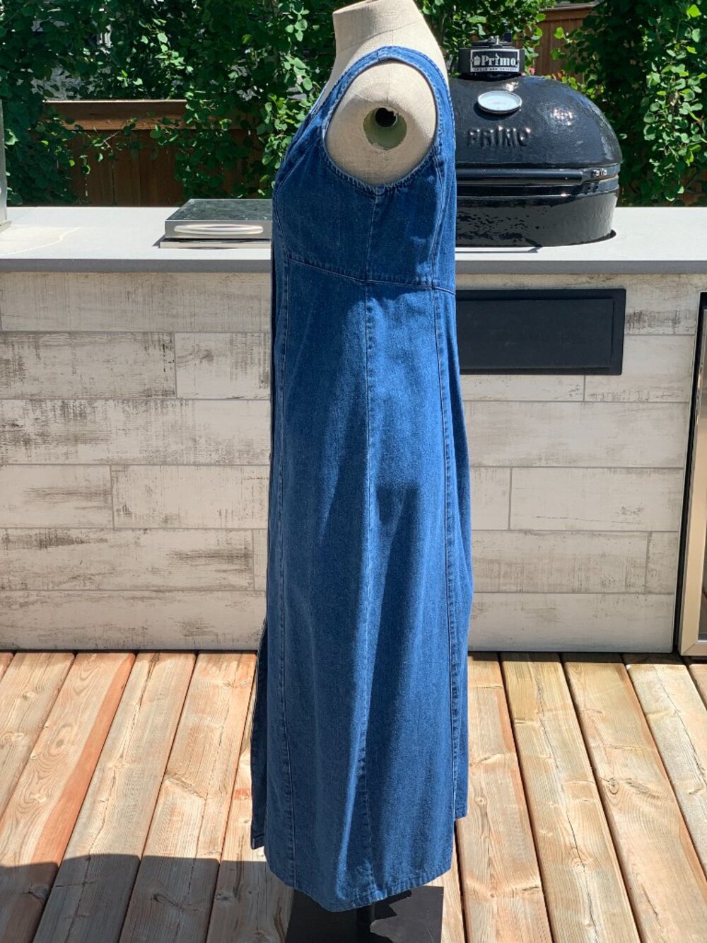 Vtg Denim Maxi Midi Dress 8 Button Front 100% Cotton Cottagecore Modest 90s Boho - Picture 5 of 16